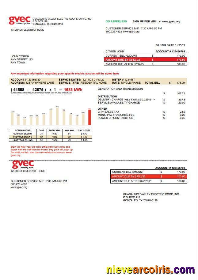 USA Texas GVEC utility bill